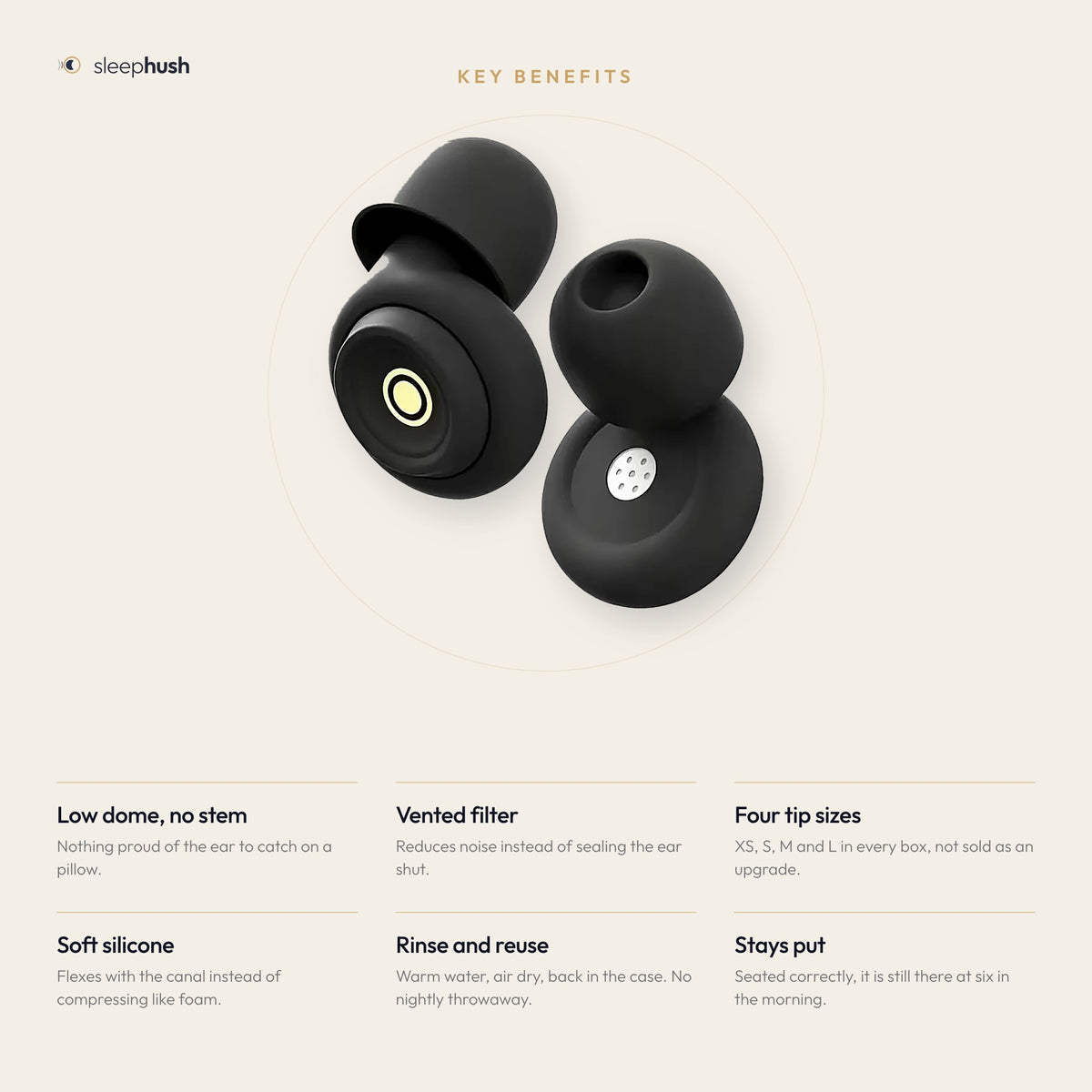 Key benefits of the SleepHush Nightly earplug